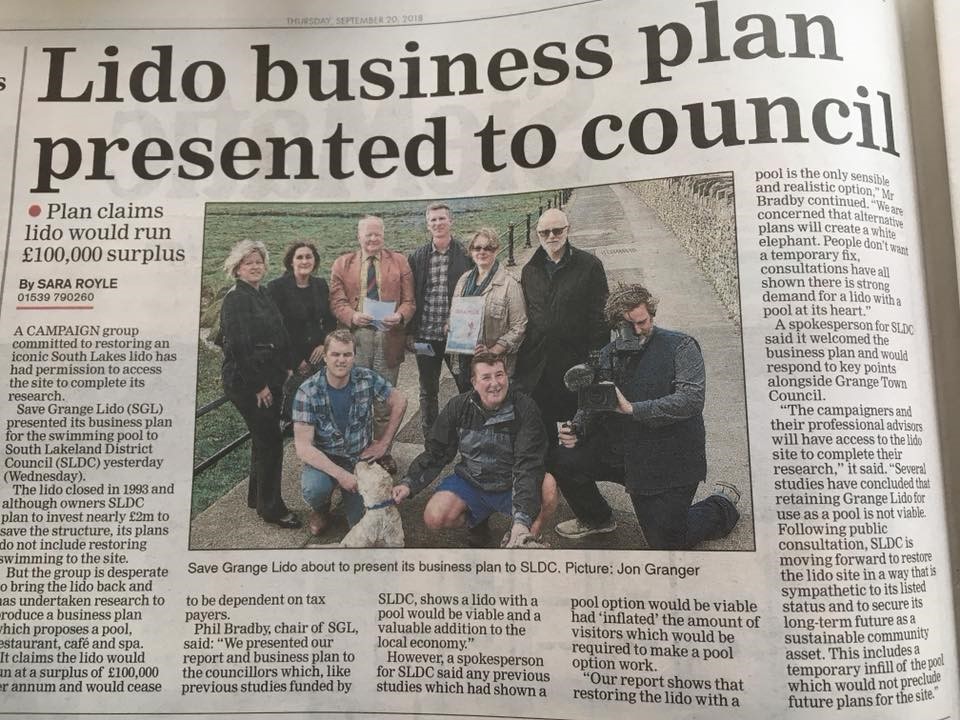 Save Grange Lido presents it's business plan to South Lakes District Council